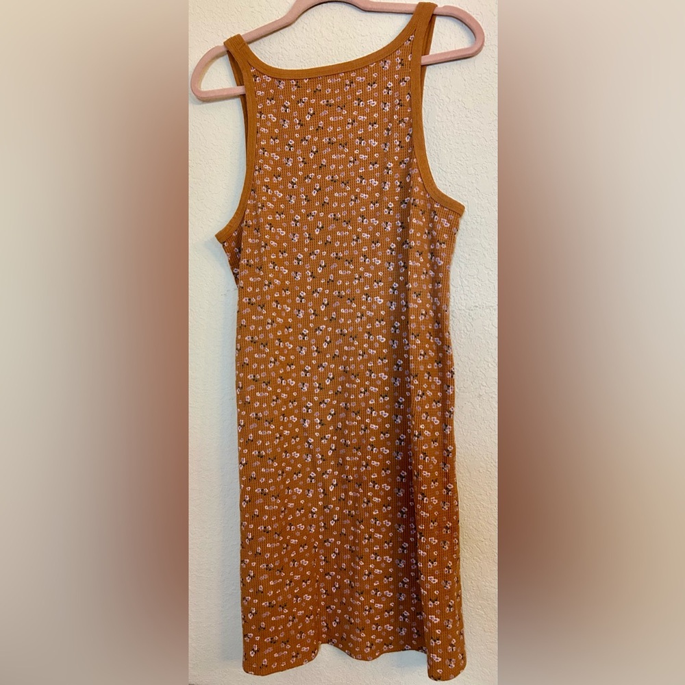 American Eagle Dress XL Cotton Waffle blend Scoop Neck Body Skimming, floral - Picture 7 of 9